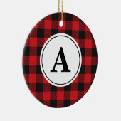 レッドブラックバッファロープレイモノグラムのド セラミックオーナメント (右)