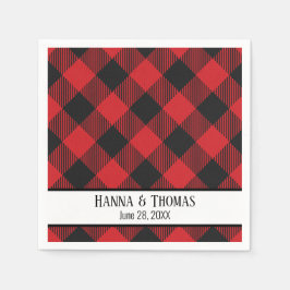 レッドブラックバッファロー素朴プ結婚ライド スタンダードカクテルナプキン