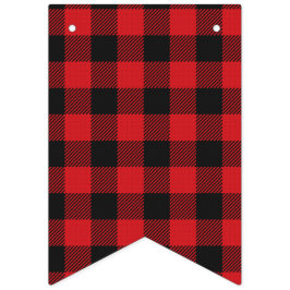 レッドブラックバッファロー結婚プレイド バンティングフラッグ