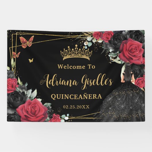 レッドブラックバラズフローラ蝶キンチェニェラ16 横断幕 (横)