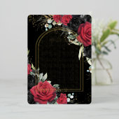 レッドブラックバラフローラクインセアニラ日付を保存 箔招待状 (立ち正面)