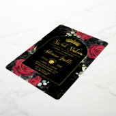 レッドブラックバラフローラスウィート16 16誕生日アーチ 箔招待状 (回転した状態)