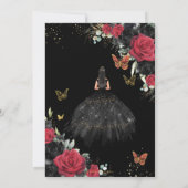 レッドブラックバラフローラドレス金ゴールドキンセアニラXV 招待状 (裏面)