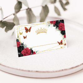 レッドブラックバラフローラ金ゴールド蝶キンセアニラ プレイスカード