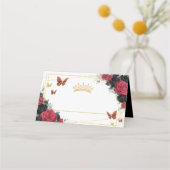 レッドブラックバラフローラ金ゴールド蝶キンセアニラ プレイスカード (裏面)