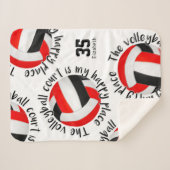 レッドブラックバレーボールコートhappy placeタイポグラフィ シェルパブランケット (正面(横))