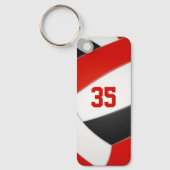 レッドブラックバレーボールチームが子どもたちをカラーパーソナライズされたに キーホルダー (正面)