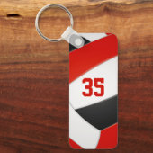 レッドブラックバレーボールチームが子どもたちをカラーパーソナライズされたに キーホルダー (正面)