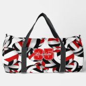 レッドブラックバレーボールチームのカラーパターン ダッフルバッグ (正面)