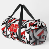 レッドブラックバレーボールチームのカラーパターン ダッフルバッグ (右コーナー)