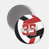 レッドブラックバレーボールチームのスピリット マグネット (正面/裏面)