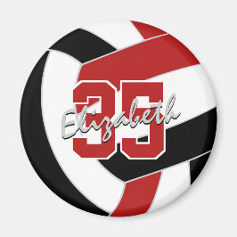 レッドブラックバレーボールチームのスピリット マグネット