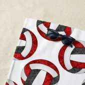 レッドブラックバレーボールチームはスポーティな女の子をカラー ビーチタオル