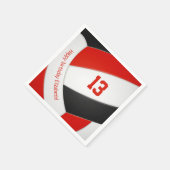 レッドブラックバレーボールプレイヤー子供の誕生日パーティー スタンダードカクテルナプキン (角)