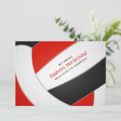 レッドブラックバレーボール女子ボーイズ誕生日パーティー 招待状 (スタンド正面)