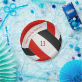 レッドブラックバレーボール女子ボーズスポーツ誕生日 ペーパープレート (パーティー)