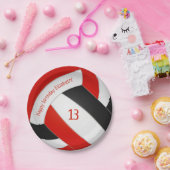 レッドブラックバレーボール女子ボーズスポーツ誕生日 ペーパープレート (パーティー)