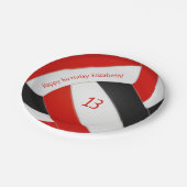 レッドブラックバレーボール女子ボーズスポーツ誕生日 ペーパープレート (アングル)