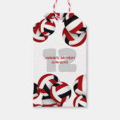 レッドブラックバレーボール子供の誕生日パーティー ギフトタグ (正面)