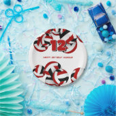 レッドブラックバレーボール子供の誕生日パーティー ペーパープレート (パーティー)