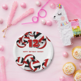 レッドブラックバレーボール子供の誕生日パーティー ペーパープレート