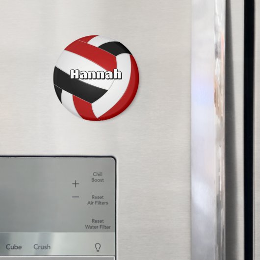 レッドブラックバレーボール子供の誕生日パーティー マグネット (インサイチュ (冷蔵庫))