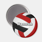 レッドブラックバレーボール子供の誕生日パーティー マグネット (正面/裏面)