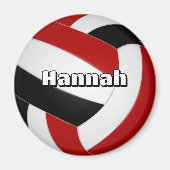 レッドブラックバレーボール子供の誕生日パーティー マグネット (正面)