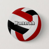 レッドブラックバレーボール子供の誕生日パーティー 缶バッジ (正面)