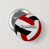 レッドブラックバレーボール子供の誕生日パーティー 缶バッジ (正面&裏面)