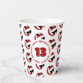 レッドブラックバレーボール誕生日パーティー 紙コップ (正面)