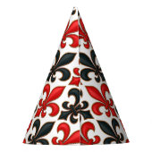 レッドブラックバロックフルーアデリスパターンデザイン パーティーハット (裏面)