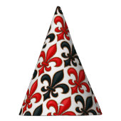 レッドブラックバロックフルーアデリスパターンデザイン パーティーハット (右)