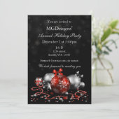 レッドブラックフェスティバル企業のホリデーパーティー招待状 招待状 (スタンド正面)