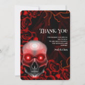 レッドブラックフローラダークムーディゴシックゴシックスカルハロウィン サンキューカード (正面)