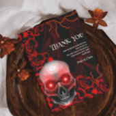 レッドブラックフローラダークムーディゴシックゴシックスカルハロウィン サンキューカード