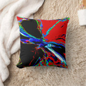 レッドブラックブルーグリーン抽象芸術ジュエルフラワーデザイン クッション (ブランケット)