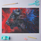 レッドブラックブルーバッファロー顔右デクページ 薄葉紙 (クラフト)