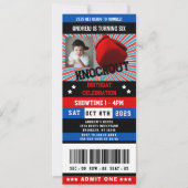 レッドブラックブルーボクシングチケット誕生日写真 招待状 (正面)