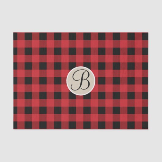 レッドブラックプライド市松模様にモノグラム素朴イニシャル 薄葉紙 (正面)
