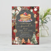 レッドブラックプレイドクリスマスフラネルブランチパーティー 招待状 (スタンド正面)