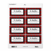 レッドブラックプレイドクリスマス差出人住所 ラベル (フルシート)