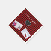 レッドブラックプレイドクリスマス引用文モノグラム写真 スタンダードカクテルナプキン (角)