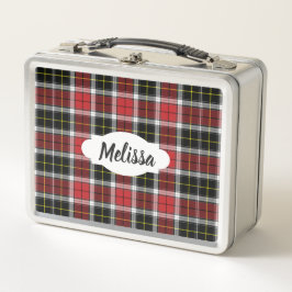 レッドブラックプレイドステンレスランチボックス メタルランチボックス