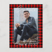 レッドブラックプレイドチェック卒業発表 ポストカード (正面)