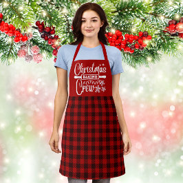 レッドブラックプレイドパターンクリスマスベーキングクルー エプロン