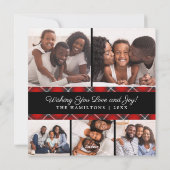 レッドブラックプレイド5フォトクリスマスカード シーズンカード (裏面)