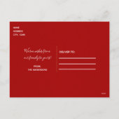 レッドブラックプレイド&ホワイトツリーズ素朴ホリデーフォト シーズンポストカード (裏面)