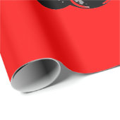 レッドブラックヘッドフォンシルエットポップ・アートのアート ラッピングペーパー (ロールコーナー)