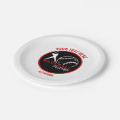 レッドブラックベースボールガールボーイバースデーパーティー ペーパープレート (アングル)